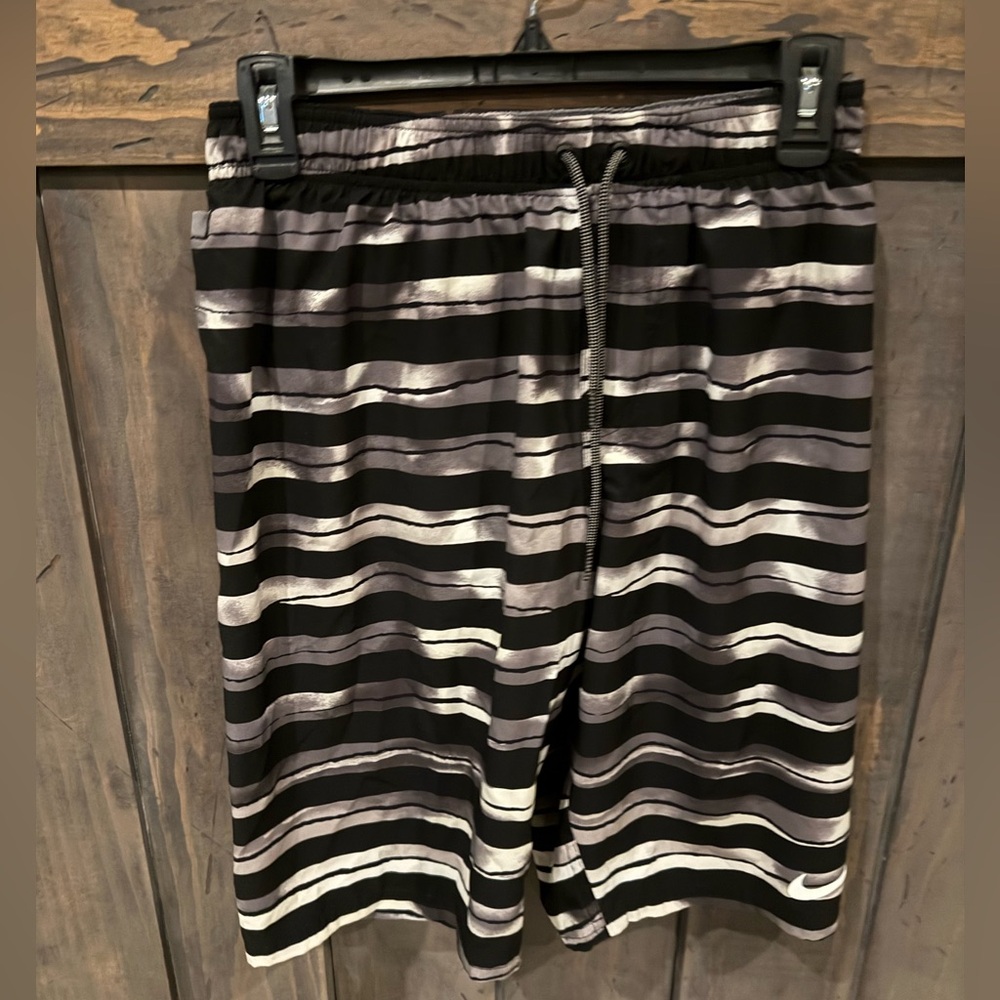 Nike volley swim trunks men’s Black and Gray Striped Shorts